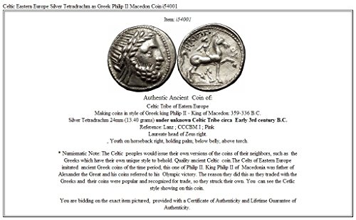 1000 GR Celtic Eastern Europe AR Tetradrachm as Greek Ph coin Good