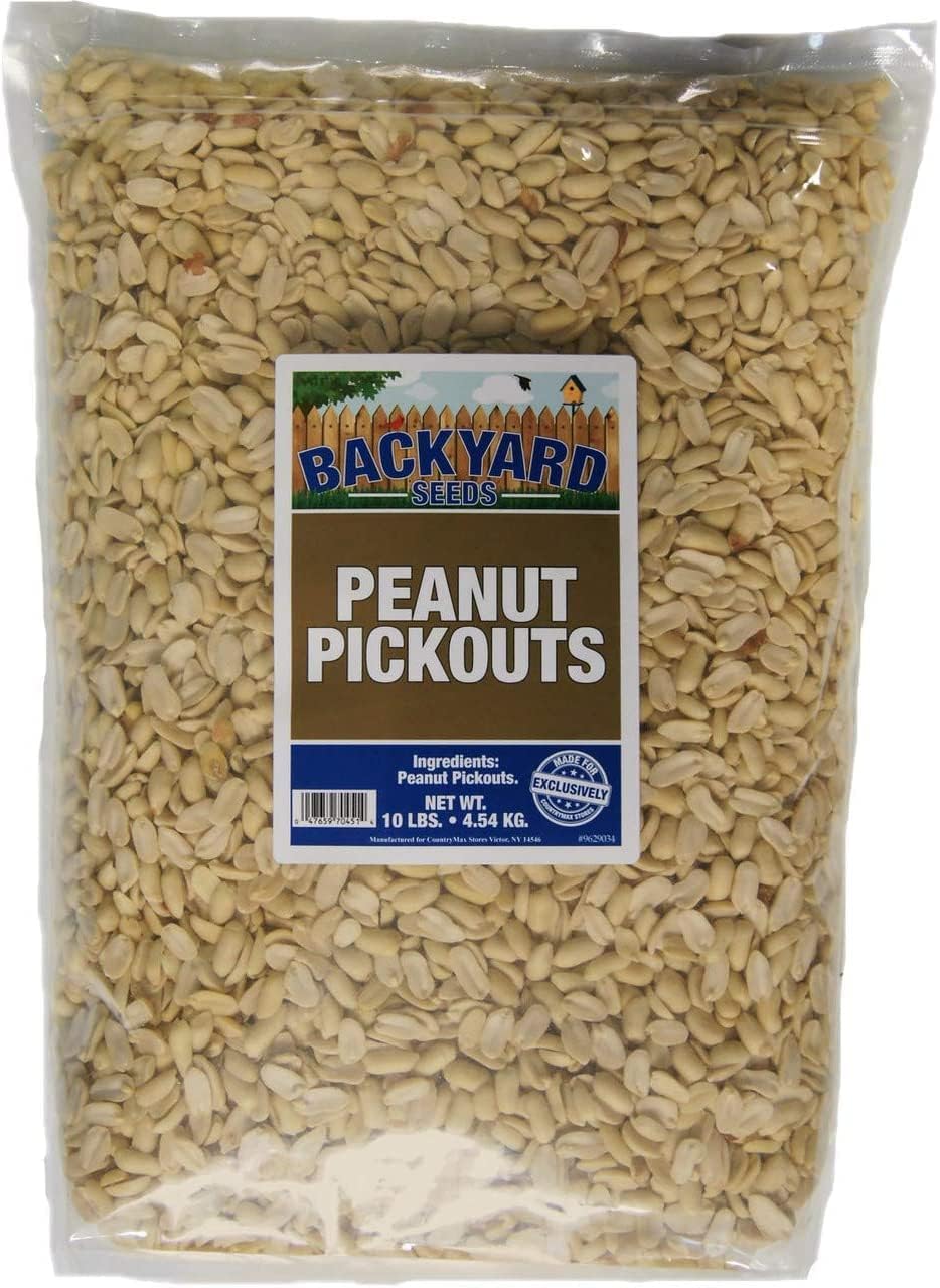 Backyard Seeds Shelled Peanut Pickouts for Woodpeckers, Birds, Squirrels, Wildlife (10 Pounds)