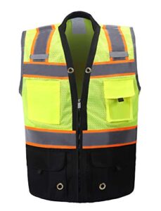shine bright safety vest - high visibility with reflective straps and pockets – premium, soft, durable, and breathable – ansi class 2 (size large, black)