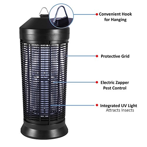 SereneLife Electric Bug Zapper - Fly & Mosquito Killer, Insect Eliminator or Flying Bug Trap Electronic Lamp Plug in with UV Light for Home, Indoor and Outdoor Use - (PSLBZ42)