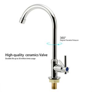 Cold Water Faucet Only, High Arc Single Handle One Hole Faucet for Kitchen Garden Bar Outdoor Boat Camper(Free Cold Water Supply Lines)