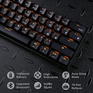 RK ROYAL KLUDGE RK61 Wireless 60% Triple Mode BT5.0/2.4G/USB-C Mechanical Keyboard, 61 Keys Wireless Mechanical Keyboard, Compact Gaming Keyboard with Software (Hot Swappable Blue Switch, Black)