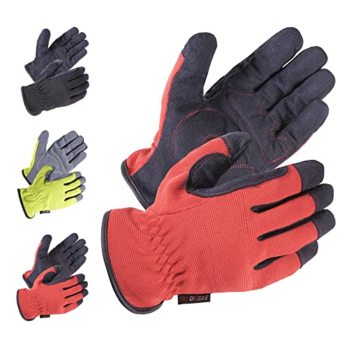 SKYDEER 3-Pairs Pack Durable Leather Work Gloves for Gardening and General Work (SD8810/L)