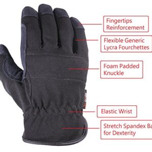 SKYDEER 3-Pairs Pack Durable Leather Work Gloves for Gardening and General Work (SD8810/L)