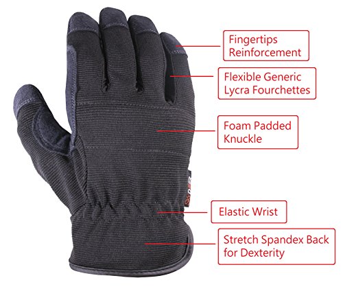 SKYDEER 3-Pairs Pack Durable Leather Work Gloves for Gardening and General Work (SD8810/L)