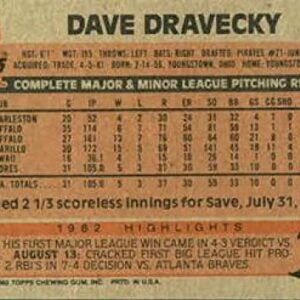 Baseball MLB 1983 Topps #384 Dave Dravecky RC Padres