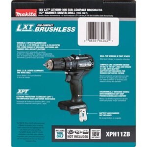 Makita XPH11ZB 18V LXT Lithium-Ion Sub-Compact Brushless Cordless 1/2" Hammer Driver-Drill, Tool Only