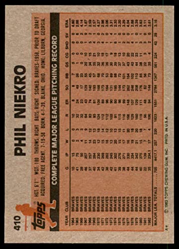 Baseball MLB 1983 Topps #410 Phil Niekro Braves