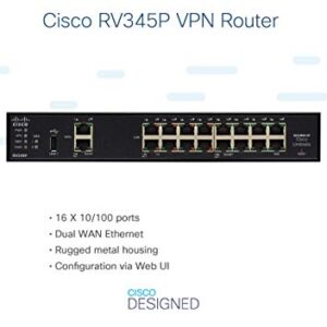 Cisco RV345P VPN Router | 16 Gigabit Ethernet (GbE) Ports | PoE | Dual WAN | Limited Lifetime Protection (RV345P-K9-NA)