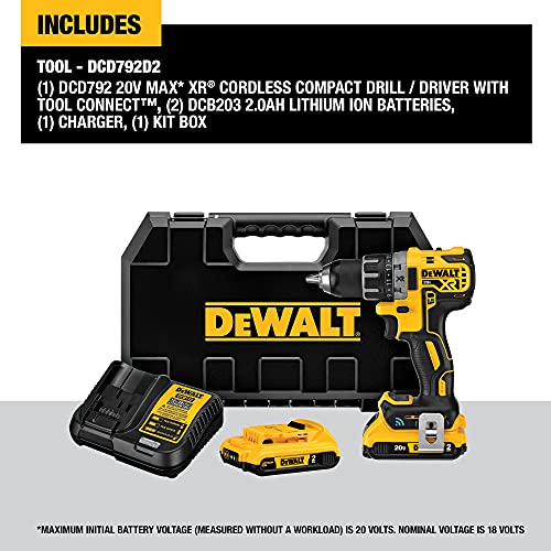 DEWALT 20V MAX XR Brushless Drill/Driver Kit with Tool Connect Bluetooth, Cordless (DCD792D2)