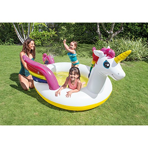 Intex Mystic Unicorn Spray Pool Inflatable Pool, White