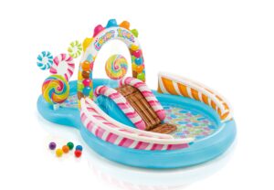 intex 57149ep candy zone inflatable swim play center: with splash pool and waterslide – 116" x 75" x 51"
