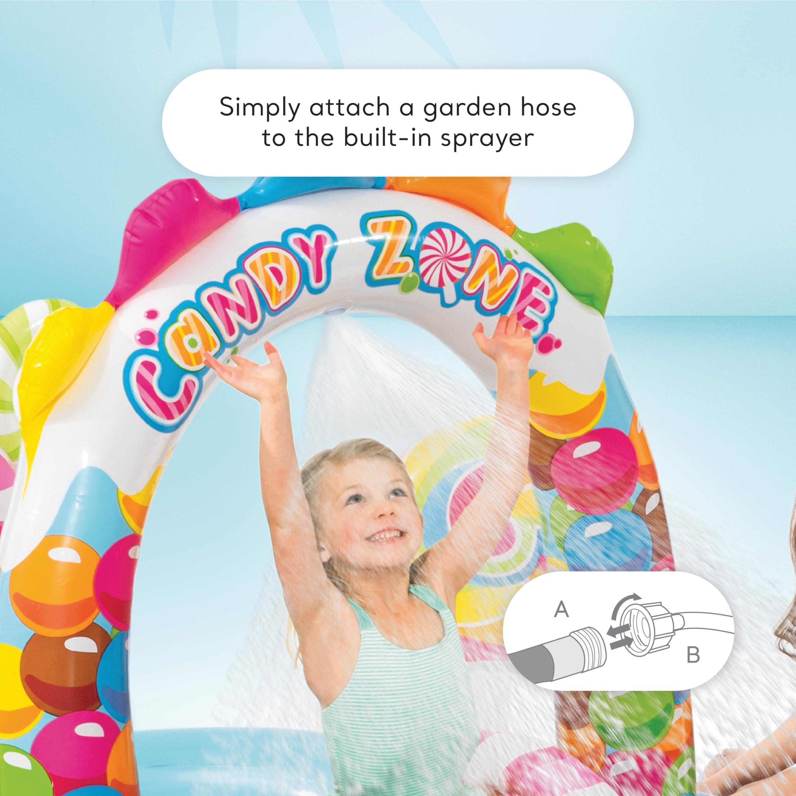 INTEX 57149EP Candy Zone Inflatable Swim Play Center: with Splash Pool and Waterslide – 116" x 75" x 51"