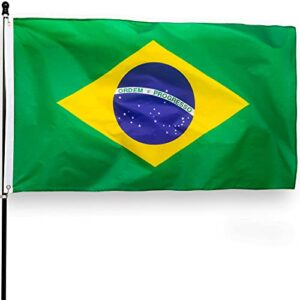 danf brazil flag 3x5 ft thick polyester, fade resistant, brass grommets, canvas header brazilian national flags 3 x 5 feet