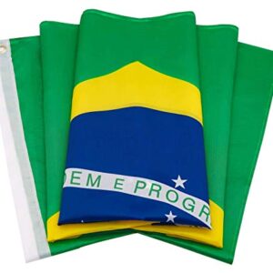 DANF Brazil Flag 3x5 Ft Thick Polyester, Fade Resistant, Brass Grommets, Canvas Header Brazilian National Flags 3 X 5 Feet