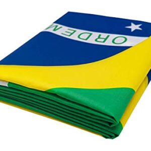 DANF Brazil Flag 3x5 Ft Thick Polyester, Fade Resistant, Brass Grommets, Canvas Header Brazilian National Flags 3 X 5 Feet