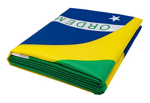 DANF Brazil Flag 3x5 Ft Thick Polyester, Fade Resistant, Brass Grommets, Canvas Header Brazilian National Flags 3 X 5 Feet