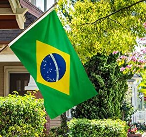 DANF Brazil Flag 3x5 Ft Thick Polyester, Fade Resistant, Brass Grommets, Canvas Header Brazilian National Flags 3 X 5 Feet