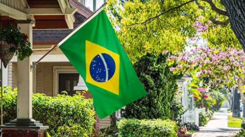 DANF Brazil Flag 3x5 Ft Thick Polyester, Fade Resistant, Brass Grommets, Canvas Header Brazilian National Flags 3 X 5 Feet