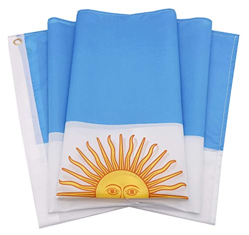 DANF Argentina Flag 3x5 Foot Polyester Argentinian National Flags Polyester with Brass Grommets 3 X 5 Ft