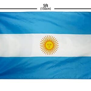 DANF Argentina Flag 3x5 Foot Polyester Argentinian National Flags Polyester with Brass Grommets 3 X 5 Ft