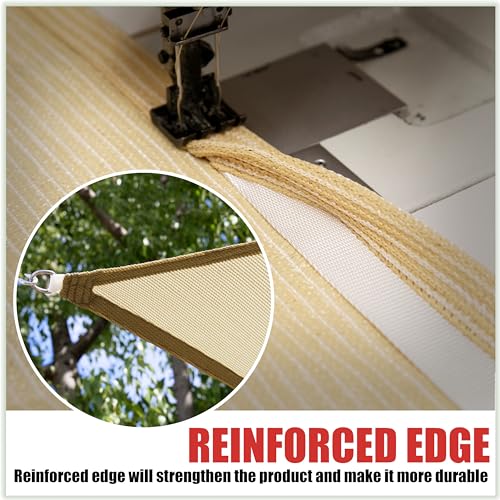 ColourTree 16' x 16' Beige Sun Shade Sails Shade Cloth Square Canopy – UV Resistant Heavy Duty Commercial Grade Outdoor Patio Carport (We Make Custom Size)