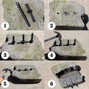 6PCS Rock Splitting Wedges and 1PCS Rotary Hammer Drill Bit, Wedge and Feather Shims, Stone Splitter Tools for Granites, Concretes, Boulders, Volcanic Rocks, Limestone Rocks