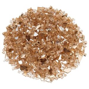 american fireglass 1/4” reflective fire glass | use in fireplace, fire pit or bowl | for natural gas or propane fires | safe tempered glass for outdoor & indoor | champagne, 10lb bag