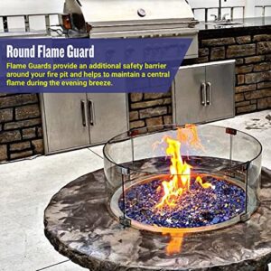 American Fireglass Tempered Glass Flame Guard for 25” Round Drop-in Fire Pit Pans | Outdoor Wind Guard with Aluminum Fire-Resistant Brackets & Non-Slip Feet | 29-inch x 8-inch