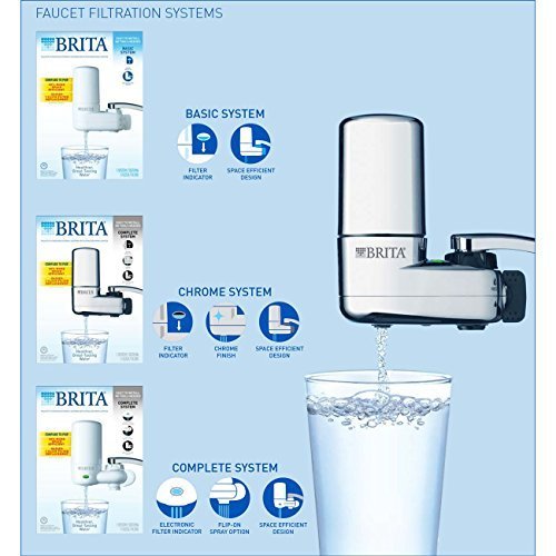 Brita Faucet Water Filter System with Light Indicator, Chrome