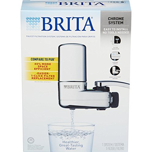 Brita Faucet Water Filter System with Light Indicator, Chrome