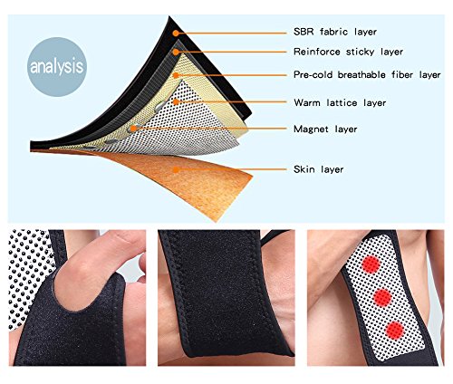 2 Packs Self-Heating Magnetic Wrist Support Brace Adjustable Protect Wrap for Working Cycling Running Sports for Men and Women,One Size (Black)