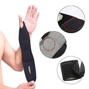 2 Packs Self-Heating Magnetic Wrist Support Brace Adjustable Protect Wrap for Working Cycling Running Sports for Men and Women,One Size (Black)