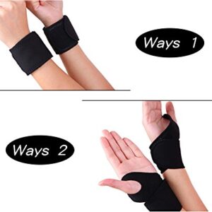 2 Packs Self-Heating Magnetic Wrist Support Brace Adjustable Protect Wrap for Working Cycling Running Sports for Men and Women,One Size (Black)