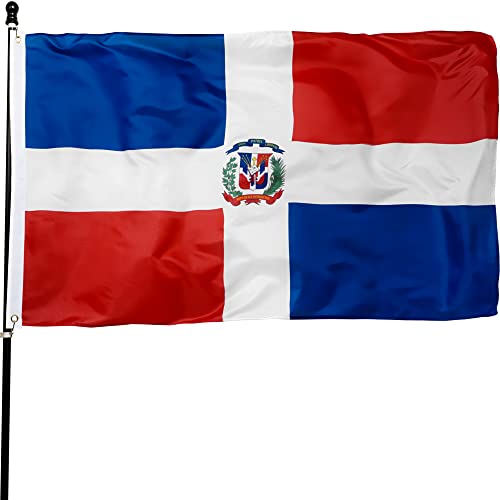 DANF Dominican Flag 3x5 Foot Polyester Bandera De Republica Dominicana National Flags Polyester with Brass Grommets 3 X 5 Ft