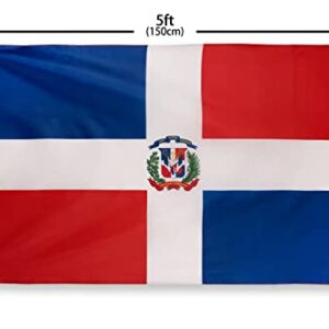 DANF Dominican Flag 3x5 Foot Polyester Bandera De Republica Dominicana National Flags Polyester with Brass Grommets 3 X 5 Ft