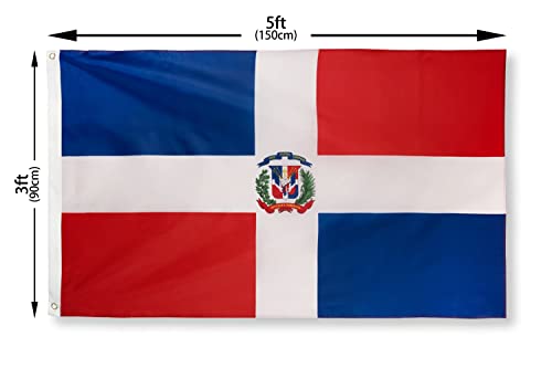 DANF Dominican Flag 3x5 Foot Polyester Bandera De Republica Dominicana National Flags Polyester with Brass Grommets 3 X 5 Ft