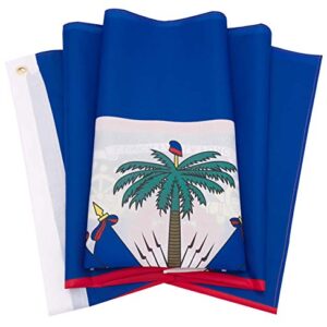 DANF Haiti Flag 3x5 Ft Thick Polyester, Fade Resistant, Brass Grommets, Canvas Header,Double Sided Haitian National Flags 3 X 5 Feet