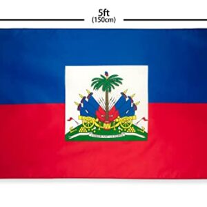 DANF Haiti Flag 3x5 Ft Thick Polyester, Fade Resistant, Brass Grommets, Canvas Header,Double Sided Haitian National Flags 3 X 5 Feet