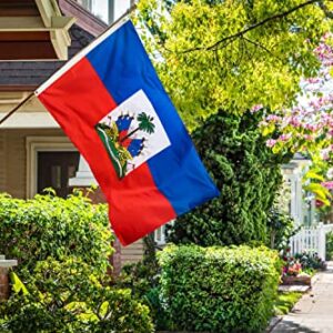 DANF Haiti Flag 3x5 Ft Thick Polyester, Fade Resistant, Brass Grommets, Canvas Header,Double Sided Haitian National Flags 3 X 5 Feet