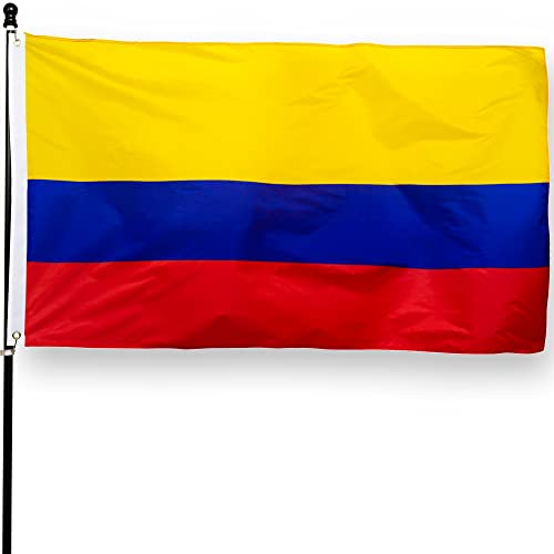 DANF Colombia Flag 3x5 Ft Thick Polyester, Fade Resistant, Brass Grommets, Canvas Header, Double Sided Colombian National Flags 3 X 5 Feet