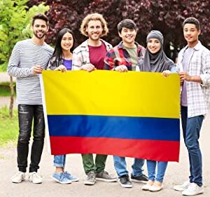 DANF Colombia Flag 3x5 Ft Thick Polyester, Fade Resistant, Brass Grommets, Canvas Header, Double Sided Colombian National Flags 3 X 5 Feet