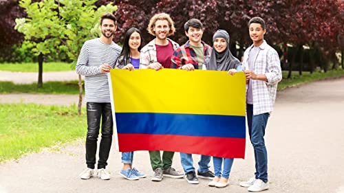 DANF Colombia Flag 3x5 Ft Thick Polyester, Fade Resistant, Brass Grommets, Canvas Header, Double Sided Colombian National Flags 3 X 5 Feet