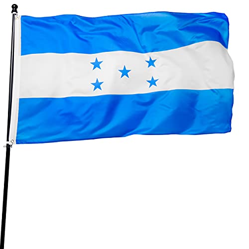 DANF Honduras Flag 3x5 Ft Thick Polyester, Fade Resistant, Brass Grommets, Canvas Header, Double Sided Honduran National Flags 3 x 5 Feet