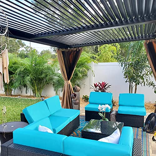 Kinsunny Peach Tree 7 PCs Outdoor Patio Furniture Sets PE Rattan Wicker Sofa Sectional Furniture Set with 2 Pillows and Tea Table