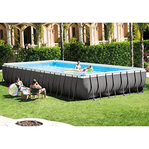 Intex 32ft X 16ft X 52in Ultra Frame Rectangular Pool Set with Sand Filter Pump, Ladder, Ground Cloth and Pool Cover