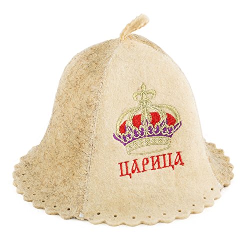 Eden Ukraine Wool Sauna Hat Embroidered in Russian Tsaritsa