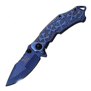 moon knives dark side blades blue titanium iron cross skull tactical spring assist knife