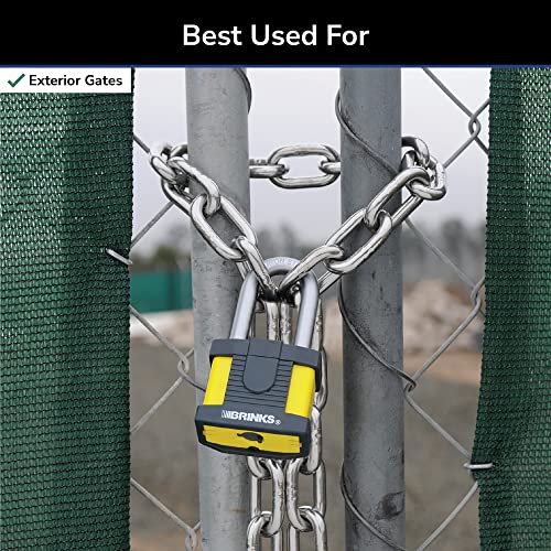 BRINKS - 50mm Commercial Laminated Steel Weather Resistant Padlock with 2” Shackle - TPE Wrapped and Hardened Boron Steel Shackle, Black