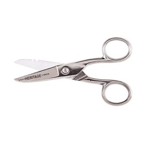 Klein Tools 100CS Electrician Scissors, Serrated Scissors with Wire Stripping Notches